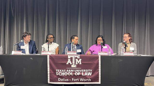 From left to right, Brent Beasley of the Fort Worth Education Partnership; Trenace Dorsey-Hollins of Parent Shield Fort Worth; Domingo Morel, associate professor of political science at New York University; Cynthia Rincon, education attorney and partner at O’Hanlon, Demerath & Castillo; and Samantha Stimson, teacher and English Department chair at O.D. Wyatt High School in Fort Worth ISD speak about the state takeover of Fort Worth ISD during a panel event at Texas A&M University School of Law in downtown Fort Worth on Wednesday, March 18, 2026. From left to right, Brent Beasley of the Fort Worth Education Partnership; Trenace Dorsey-Hollins of Parent Shield Fort Worth; Domingo Morel, associate professor of political science at New York University; Cynthia Rincon, education attorney and partner at O’Hanlon, Demerath & Castillo; and Samantha Stimson, teacher and English Department chair at O.D. Wyatt High School in Fort Worth ISD speak about the state takeover of Fort Worth ISD during a panel event at Texas A&M University School of Law in downtown Fort Worth on Wednesday, March 18, 2026.